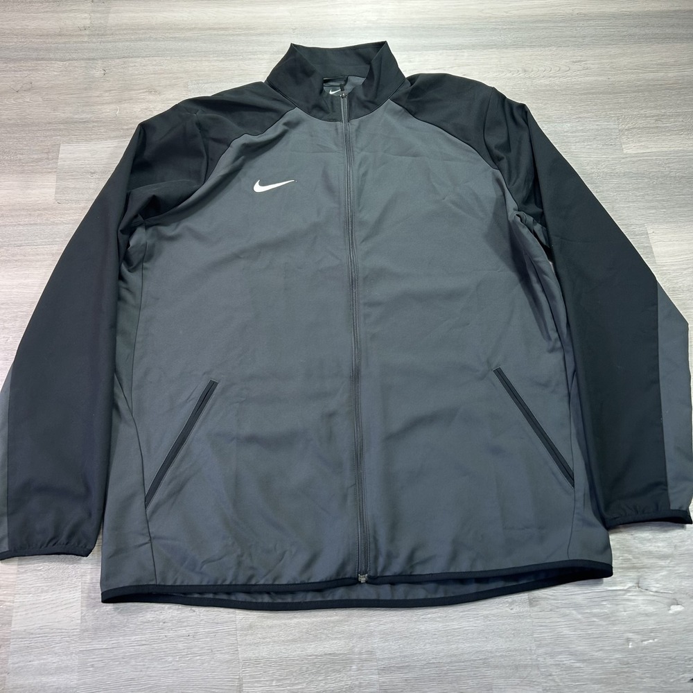 Nike Dri-FIT Jacket Mens XLT Gray Full Zip Track Running Training 824407-060